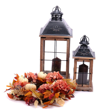 Darčekový set drevené lampáše a prútený veniec