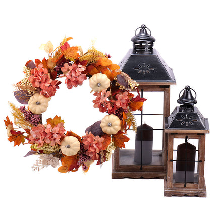 Darčekový set drevené lampáše a prútený veniec