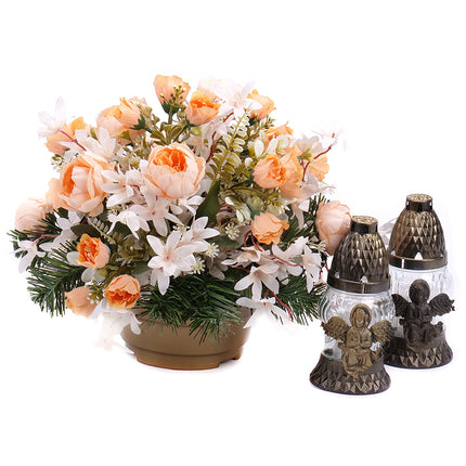 Irigo smútočný aranžmán oranžové ranunculusy a kahance