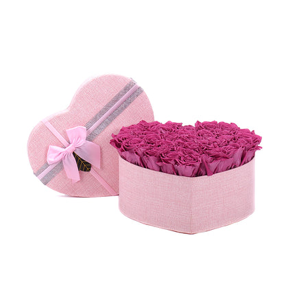 In eterně růžové srdce "L" 34 růží rose wine