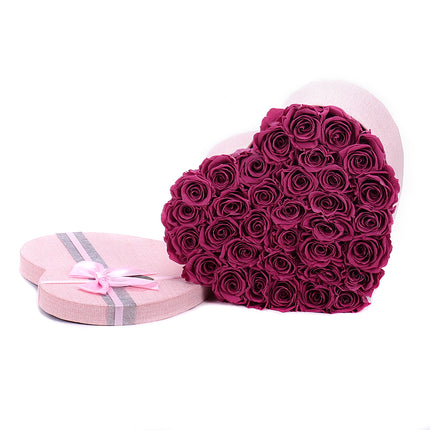 In eterně růžové srdce "L" 34 růží rose wine