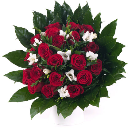 Elite červené růže a frézie