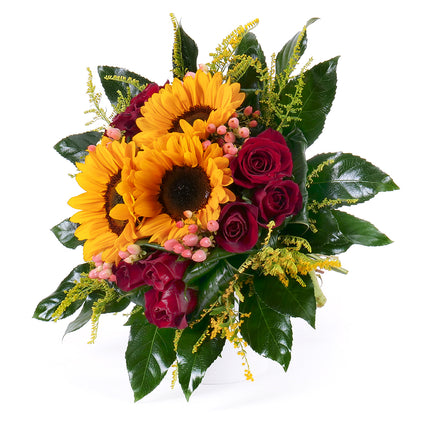 Elite slunečnice a červené růže