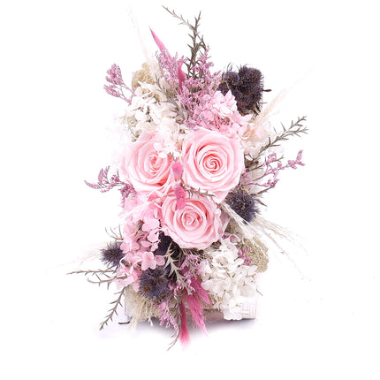 Irigo dřevěný box tři růže Monalisa pink champagne