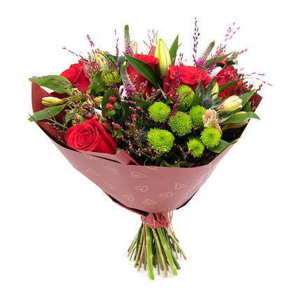 Sweet červené růže a lilie