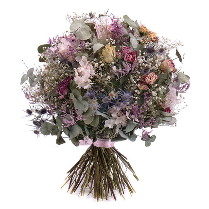 Irigo sušená kytice preparované růže Monalisa pink champagne