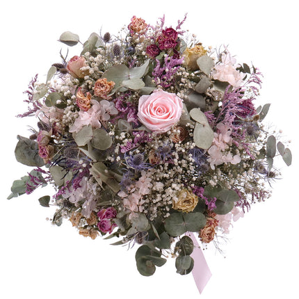 Irigo sušená kytice preparované růže Monalisa pink champagne