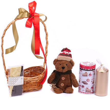 Dárkový proutěný košík vánoční medvídek