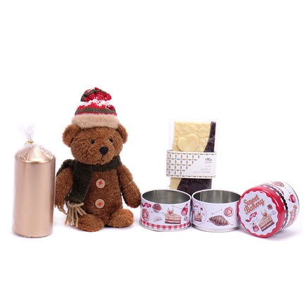 Dárkový proutěný košík vánoční medvídek