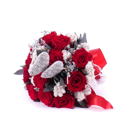 In eterno kytica červené ruže srdiečka