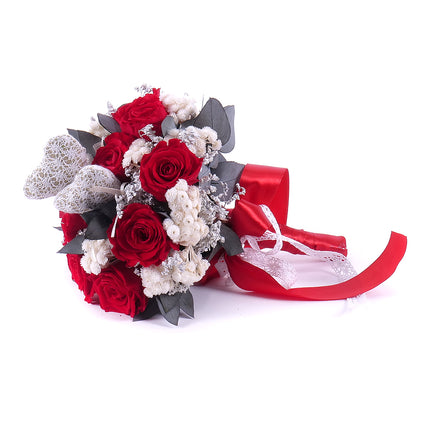 In eterno kytica červené ruže srdiečka