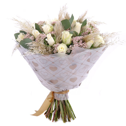 Sweet růžové růže a karafiáty