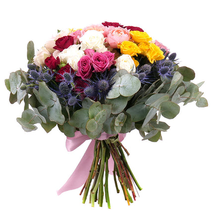 Perla barevné trsové růže a eryngium