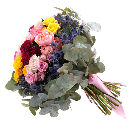 Perla barevné trsové růže a eryngium