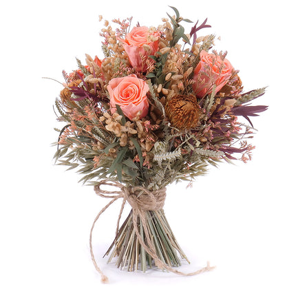 Irigo sušená kytica preparované oranžové ruže