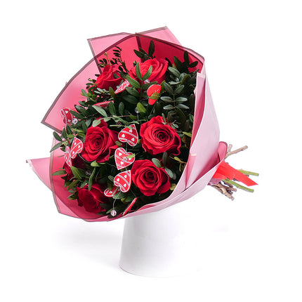 Sweet červené růže girlanda srdíčka