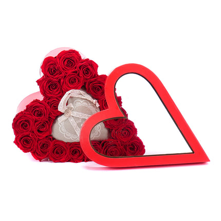 In eterno červené srdce "M" 20 rudých růží se srdcem