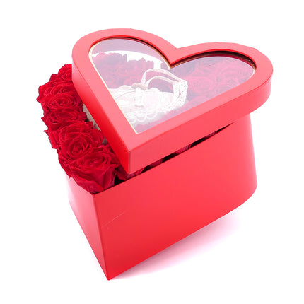 In eterno červené srdce "M" 20 rudých růží se srdcem