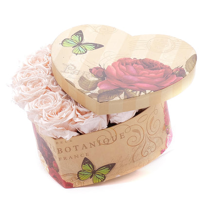 In eterno vintage srdce "L" 18 růží almond cream