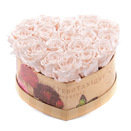 In eterno vintage srdce "L" 18 růží almond cream