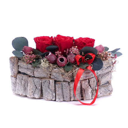 In eterno dřevěný box loďka červené růže