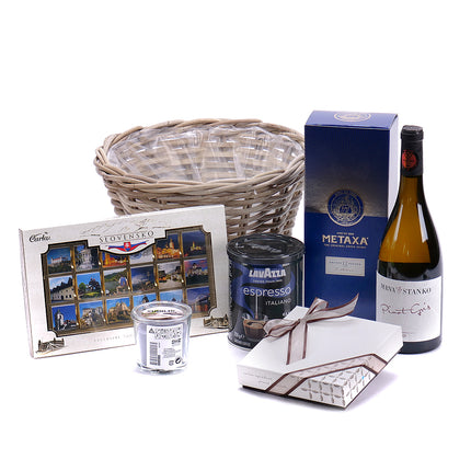 Dárkový proutěný koš Metaxa