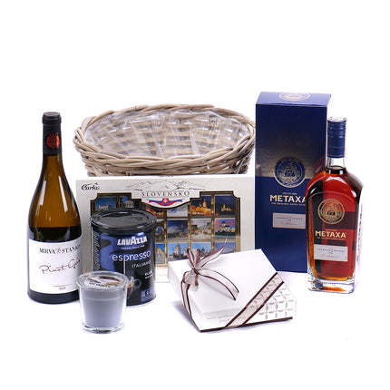 Dárkový proutěný koš Metaxa