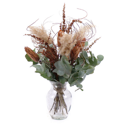 DIY kytice - Irigo protea a cortaderie ve váze