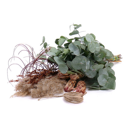 DIY kytice - Irigo protea a cortaderie ve váze