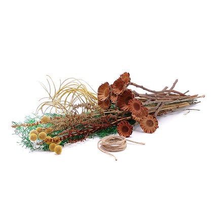 DIY kytice - žlutá craspedie a asparagus In Eterno ve váze