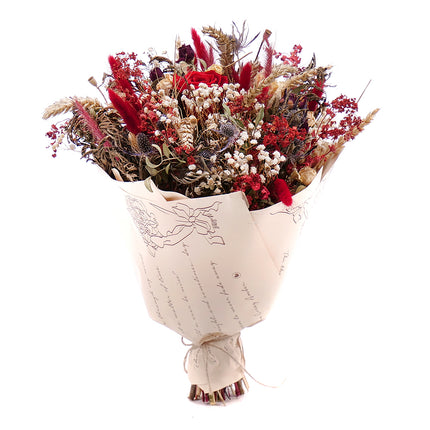 Irigo sušená kytice preparovaná červená růže