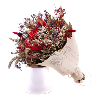 Irigo sušená kytice preparovaná červená růže