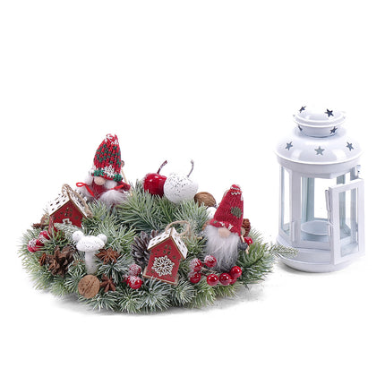 Irigo věnec s bílou lucernou a trpaslíky