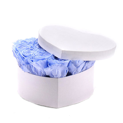 In eterno bílé srdce "M" 14 modrých růží