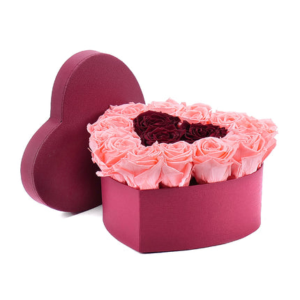 In eterno bordó srdce "L" 15 růží