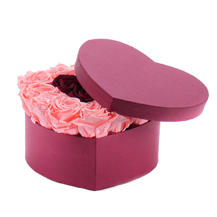 In eterno bordó srdce "L" 15 růží