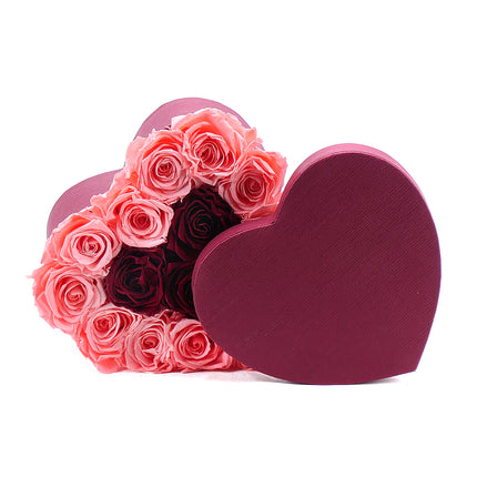 In eterno bordó srdce "L" 15 růží