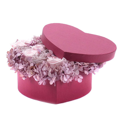 In eterno bordó srdce "L" 20 růží s hortenzí