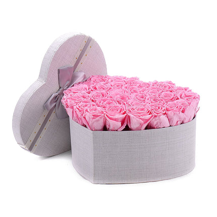 In eterno šedé srdce "M" 30 růžových růží