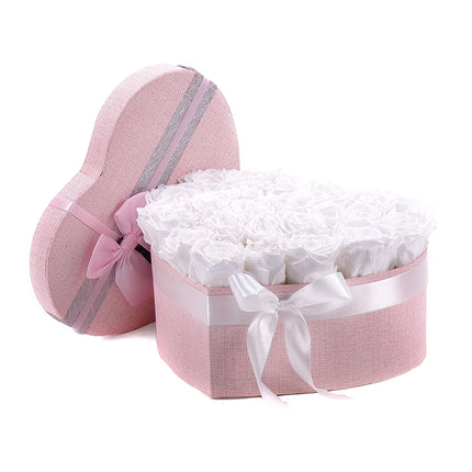 In eterno růžové srdce "S" 24 růží princess white