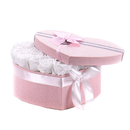 In eterno růžové srdce "S" 24 růží princess white