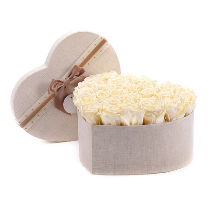 In eterno krémové srdce "L" 26 růží pastel yellow