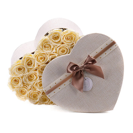 In eterno krémové srdce "L" 26 růží pastel yellow