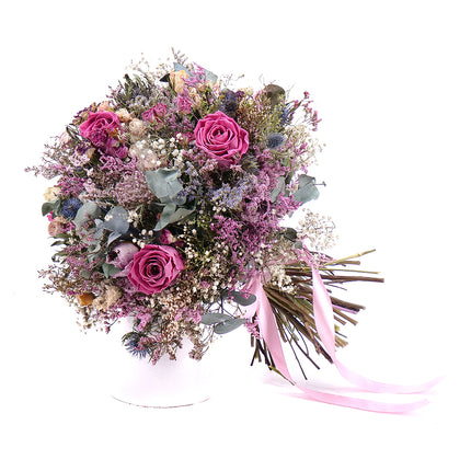 Irigo sušená kytice preparované růže Monalisa rose wine 1