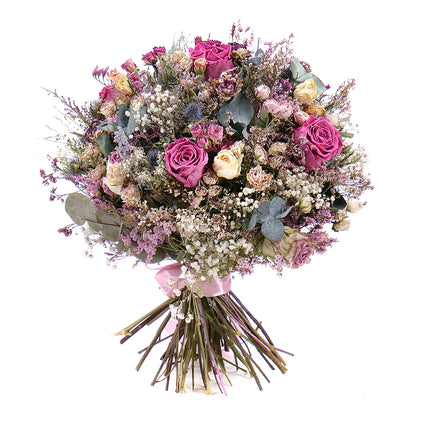 Irigo sušená kytice preparované růže Monalisa rose wine 1