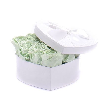 In eterno bílé srdce "S" 10 růží lime green