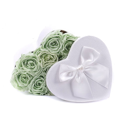 In eterno bílé srdce "S" 10 růží lime green