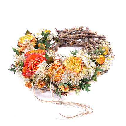 Irigo dřevěný věnec oranžové květiny