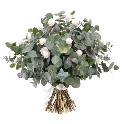 Kytice eukalyptus In eterno bílá scabiosa