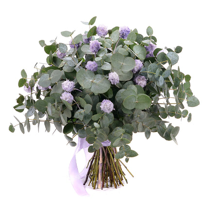 Kytice eukalyptus In eterno fialová scabiosa